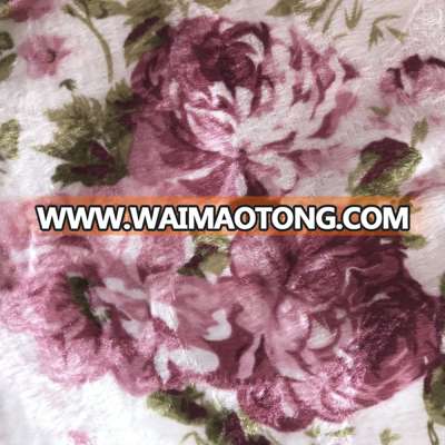 Flower printed velvet with brushed fabric for sofa cover